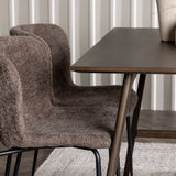 Jídelní stůl Kaseidon – kaučukové dřevo / tmavě hnědá MDF + jídelní židle Modesto – šedá / kouřová černá Boucle _4