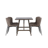 Jídelní stůl Kaseidon – kaučukové dřevo / tmavě hnědá MDF + jídelní židle Modesto – šedá / kouřová černá Boucle _4