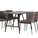 Jídelní stůl Kaseidon – kaučukové dřevo / tmavě hnědá MDF + jídelní židle Modesto – šedá / kouřová černá Boucle _4