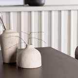 Jídelní stůl Kaseidon – kaučukové dřevo / tmavě hnědá MDF + jídelní židle Modesto – šedá / kouřová černá Boucle _4