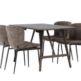 Jídelní stůl Kaseidon – kaučukové dřevo / tmavě hnědá MDF + jídelní židle Modesto – šedá / kouřová černá Boucle _4