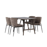 Jídelní stůl Kaseidon – kaučukové dřevo / tmavě hnědá MDF + jídelní židle Modesto – šedá / kouřová černá Boucle _4