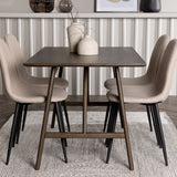 Jídelní stůl Kaseidon – kaučukové dřevo / tmavě hnědá MDF + jídelní židle Polar – černá / béžová Boucle _4