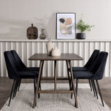 Jídelní stůl Kaseidon – kaučukové dřevo / tmavě hnědá MDF + noční jídelní židle – černá / černý samet _4