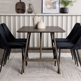 Jídelní stůl Kaseidon – kaučukové dřevo / tmavě hnědá MDF + noční jídelní židle – černá / černý samet _4