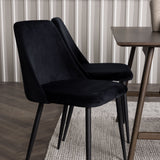 Jídelní stůl Kaseidon – kaučukové dřevo / tmavě hnědá MDF + noční jídelní židle – černá / černý samet _4