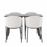 Jídelní stůl Kaseidon – kaučukové dřevo / tmavě hnědá MDF + jídelní židle Evelina – černá / světle šedá Velvet _4