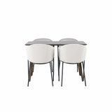 Jídelní stůl Kaseidon – kaučukové dřevo / tmavě hnědá MDF + jídelní židle Evelina – černá / světle šedá Velvet _4