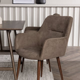 Jídelní stůl Kaseidon – kaučukové dřevo / tmavě hnědá MDF + jídelní židle zítra – tmavý ořech / tmavě šedá/hnědá látka _4