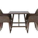 Jídelní stůl Kaseidon – kaučukové dřevo / tmavě hnědá MDF + jídelní židle zítra – tmavý ořech / tmavě šedá/hnědá látka _4