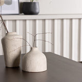 Jídelní stůl Kaseidon – kaučukové dřevo / tmavě hnědá MDF + jídelní židle zítra – tmavý ořech / tmavě šedá/hnědá látka _4