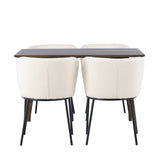 Jídelní stůl Kaseidon – kaučukové dřevo / tmavě hnědá MDF + jídelní židle Edina – černá / bílá Boucle _4