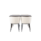 Jídelní stůl Kaseidon – kaučukové dřevo / tmavě hnědá MDF + jídelní židle Edina – černá / bílá Boucle _4