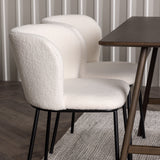 Jídelní stůl Kaseidon – kaučukové dřevo / tmavě hnědá MDF + jídelní židle Edina – černá / bílá Boucle _4