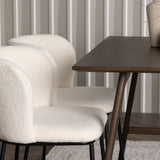 Jídelní stůl Kaseidon – kaučukové dřevo / tmavě hnědá MDF + jídelní židle Edina – černá / bílá Boucle _4