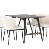 Jídelní stůl Kaseidon – kaučukové dřevo / tmavě hnědá MDF + jídelní židle Edina – černá / bílá Boucle _4