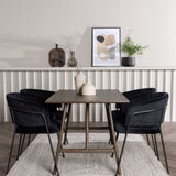 Jídelní stůl Kaseidon – kaučukové dřevo / tmavě hnědá MDF + jídelní židle Selma – černá / černý samet _4