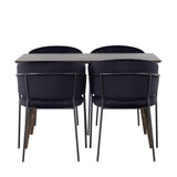 Jídelní stůl Kaseidon – kaučukové dřevo / tmavě hnědá MDF + jídelní židle Selma – černá / černý samet _4