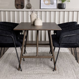 Jídelní stůl Kaseidon – kaučukové dřevo / tmavě hnědá MDF + jídelní židle Selma – černá / černý samet _4