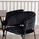 Jídelní stůl Kaseidon – kaučukové dřevo / tmavě hnědá MDF + jídelní židle Selma – černá / černý samet _4