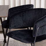 Jídelní stůl Kaseidon – kaučukové dřevo / tmavě hnědá MDF + jídelní židle Selma – černá / černý samet _4