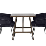 Jídelní stůl Kaseidon – kaučukové dřevo / tmavě hnědá MDF + jídelní židle Selma – černá / černý samet _4