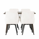 Jídelní stůl Kaseidon – kaučukové dřevo / tmavě hnědá MDF + Rosie jídelní židle – černá / béžová látka _4