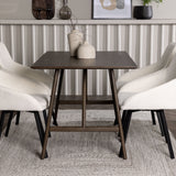 Jídelní stůl Kaseidon – kaučukové dřevo / tmavě hnědá MDF + Rosie jídelní židle – černá / béžová látka _4