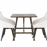 Jídelní stůl Kaseidon – kaučukové dřevo / tmavě hnědá MDF + Rosie jídelní židle – černá / béžová látka _4