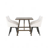 Jídelní stůl Kaseidon – kaučukové dřevo / tmavě hnědá MDF + Rosie jídelní židle – černá / béžová látka _4