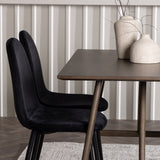 Jídelní stůl Kaseidon – kaučukové dřevo / tmavě hnědá MDF + jídelní židle Polar – černé nohy / černý samet _4