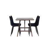 Jídelní stůl Kaseidon – kaučukové dřevo / tmavě hnědá MDF + jídelní židle Polar – černé nohy / černý samet _4