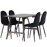 Jídelní stůl Kaseidon – kaučukové dřevo / tmavě hnědá MDF + jídelní židle Polar – černé nohy / černý samet _4