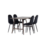 Jídelní stůl Kaseidon – kaučukové dřevo / tmavě hnědá MDF + jídelní židle Polar – černé nohy / černý samet _4