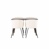 Jídelní stůl Kaseidon – kaučukové dřevo / tmavě hnědá MDF + židle Berit – černá / béžový samet _4