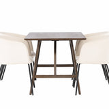 Jídelní stůl Kaseidon – kaučukové dřevo / tmavě hnědá MDF + židle Berit – černá / béžový samet _4