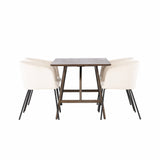 Jídelní stůl Kaseidon – kaučukové dřevo / tmavě hnědá MDF + židle Berit – černá / béžový samet _4