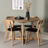 Jídelní stůl Yakidon - Gumové dřevo / Oaklook MDF + Jídelní židle Sanjos - Dubový vzhled / Černá PU _4