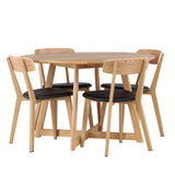 Jídelní stůl Yakidon - Gumové dřevo / Oaklook MDF + Jídelní židle Sanjos - Dubový vzhled / Černá PU _4