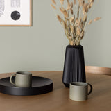 Jídelní stůl Yakidon - Gumové dřevo / Oaklook MDF + Jídelní židle Sanjos - Dubový vzhled / Černá PU _4