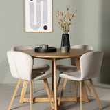 Jídelní stůl Yakidon - Gumové dřevo / Oaklook MDF + Jídelní židle Lilja - Oaklook / Béžová látka _4