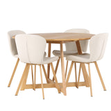 Jídelní stůl Yakidon - Gumové dřevo / Oaklook MDF + Jídelní židle Lilja - Oaklook / Béžová látka _4