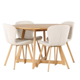 Jídelní stůl Yakidon - Gumové dřevo / Oaklook MDF + Jídelní židle Lilja - Oaklook / Béžová látka _4