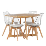 Yakidon Jídelní stůl - Gumové dřevo / Oaklook MDF +Edvin Jídelní židle - Nature / PET (polštář bílý) PET povrch, sedák s běžnou houbou _4