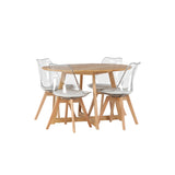 Yakidon Jídelní stůl - Gumové dřevo / Oaklook MDF +Edvin Jídelní židle - Nature / PET (polštář bílý) PET povrch, sedák s běžnou houbou _4