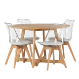 Yakidon Jídelní stůl - Gumové dřevo / Oaklook MDF +Edvin Jídelní židle - Nature / PET (polštář bílý) PET povrch, sedák s běžnou houbou _4