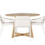 Jídelní stůl Yakidon - Gumové dřevo / Oaklook MDF + Jídelní židle Tvist - Béžová / Béžová PU _4