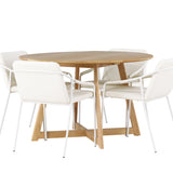 Jídelní stůl Yakidon - Gumové dřevo / Oaklook MDF + Jídelní židle Tvist - Béžová / Béžová PU _4