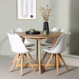 Jídelní stůl Yakidon - Gumové dřevo / Oaklook MDF + Jídelní židle Zeno - Přírodní vzhled dřeva / Bílá PP _4