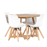 Jídelní stůl Yakidon - Gumové dřevo / Oaklook MDF + Jídelní židle Zeno - Přírodní vzhled dřeva / Bílá PP _4
